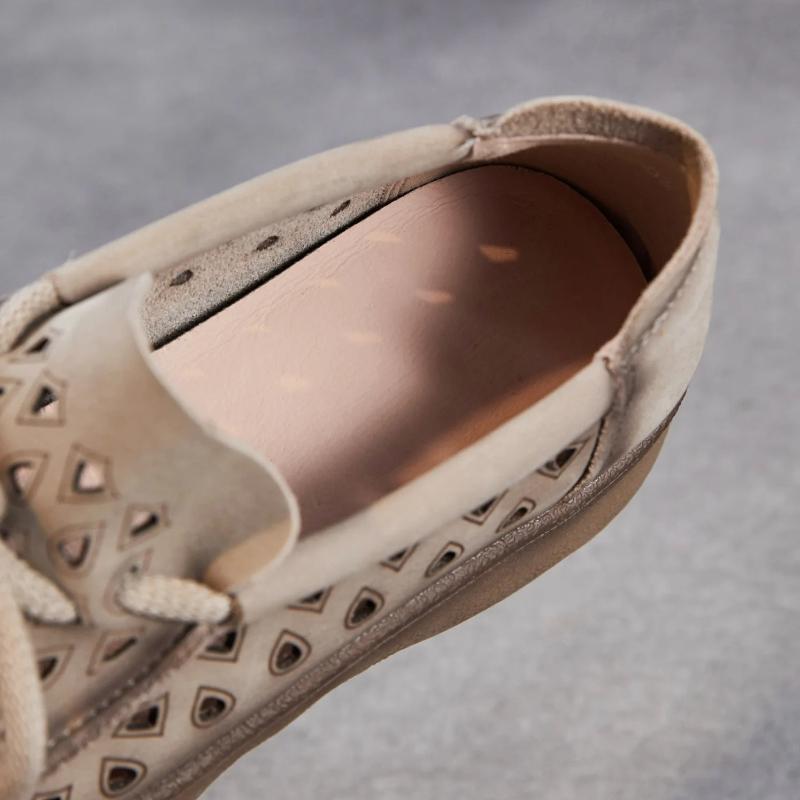 Johnature Retro Hollow-out Breathable Genuine Leather Shoes With Soft Soled Women's Slip-on Shoes