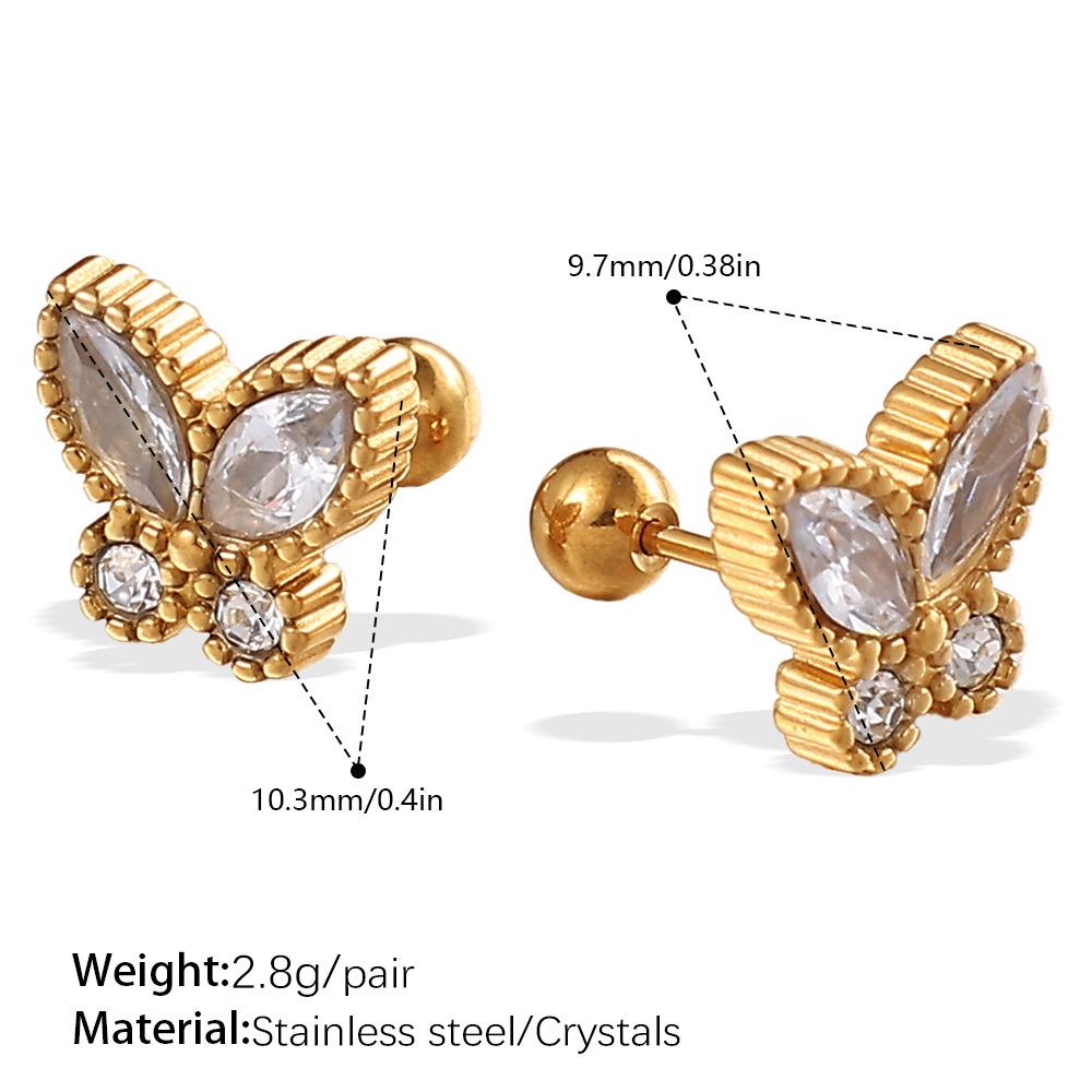 Temperament Versatile Stainless Steel Butterfly Dragonfly Gold Plated Earrings Premium Titanium Steel Earrings Women