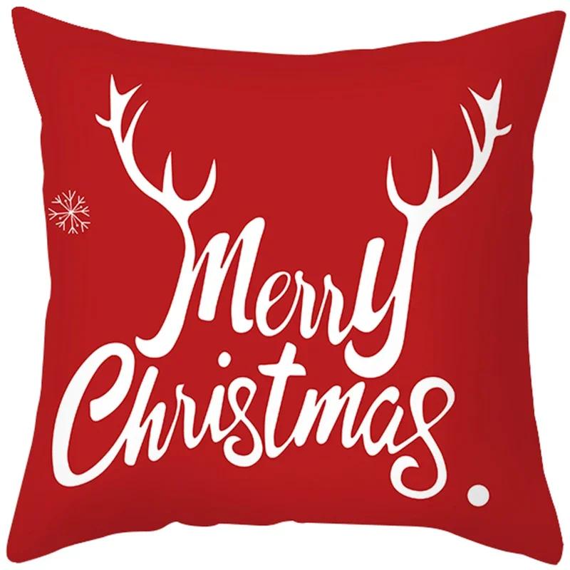 Weihnachtsrot Dekorationsmuster bedruckte Kissenhülle für Wohnzimmer Sofa Dekoration Kissenbezug