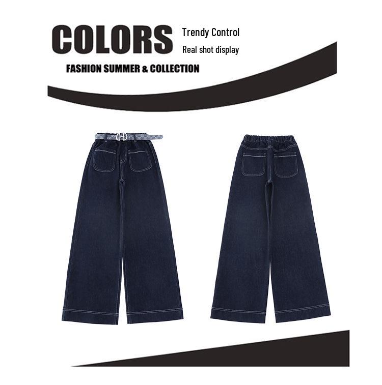 Girls' 2025 Spring/Autumn Fashion Wide-Leg Jeans – Casual and Versatile for Kids