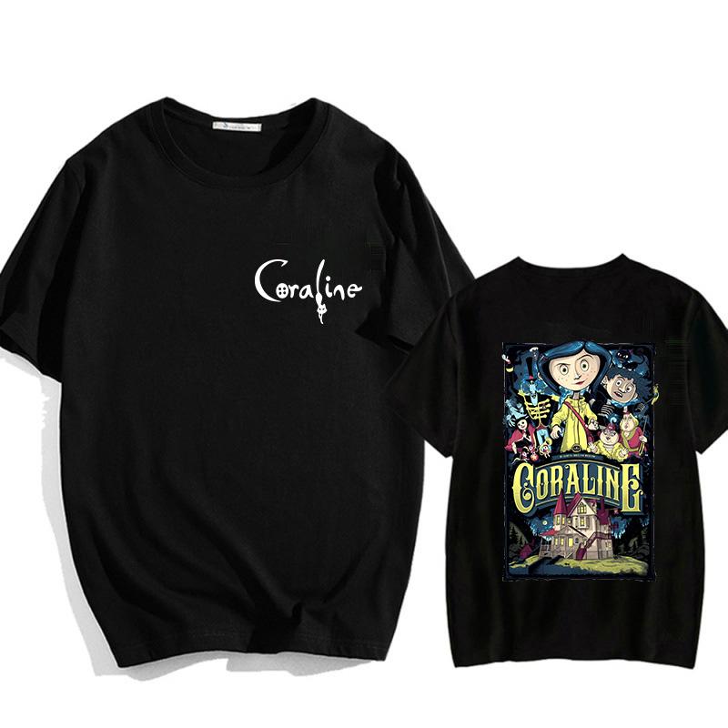 Horror Movie T-shirt 90s Coraline Doll Dreams Y2k Tee Shirt Men Women Vintage Tshirt Halloween Graphic Tops Streetwear Clothes S