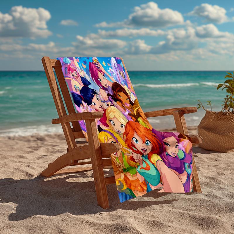 Ultra-Soft Beach Towel with Winx Club Theme,Ideal for Pool - Camping, Diving - Perfect Travel Essential, Vibrant Beach Towel.