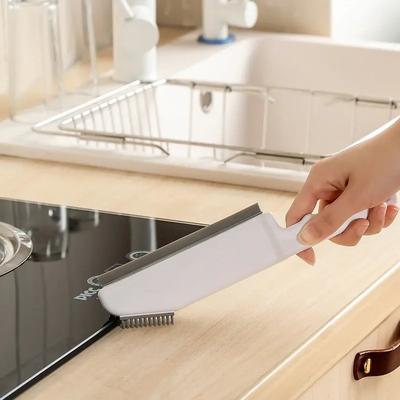 1Pcs 3 In 1 Silicone  Gap Cleaning  Kitchen Decontamination Brush  Cleaning Brush Glass Scraping Dead Spot Floor Brush Cleaning Tool
