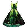 Women's Halloween Printed Off-Shoulder Spaghetti Strap Dress for Party and Costume