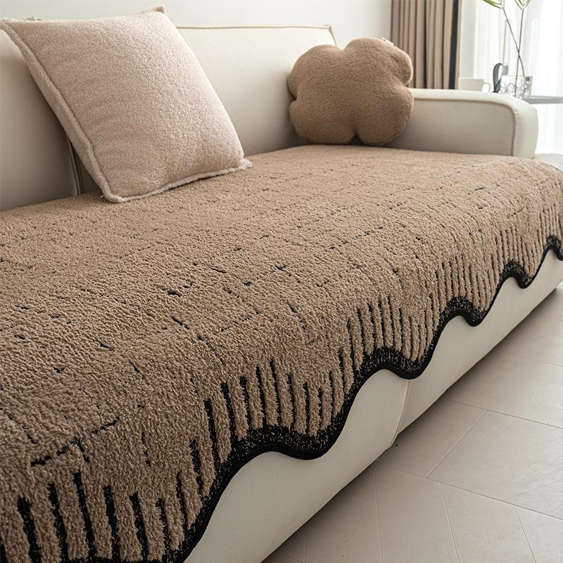 New Plush Sofa Cushion Autumn And Winter Advanced Sense One-Piece Straight Row Non-Slip Seat Cushion Sofa Cover Towel