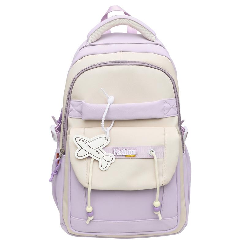 

Student Schoolbag Contrast Color Computer Bag Lightweight Travel Campus Backpack фиолетовый