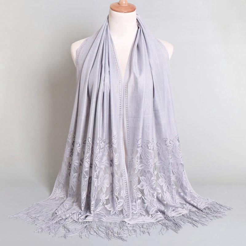 Embroidery Lace Woman'S Veils Church Tassel Long Shawls Hollow Out Muslim Woman Hijabs Elegant Party Shawl Scarves Maxi Wrap