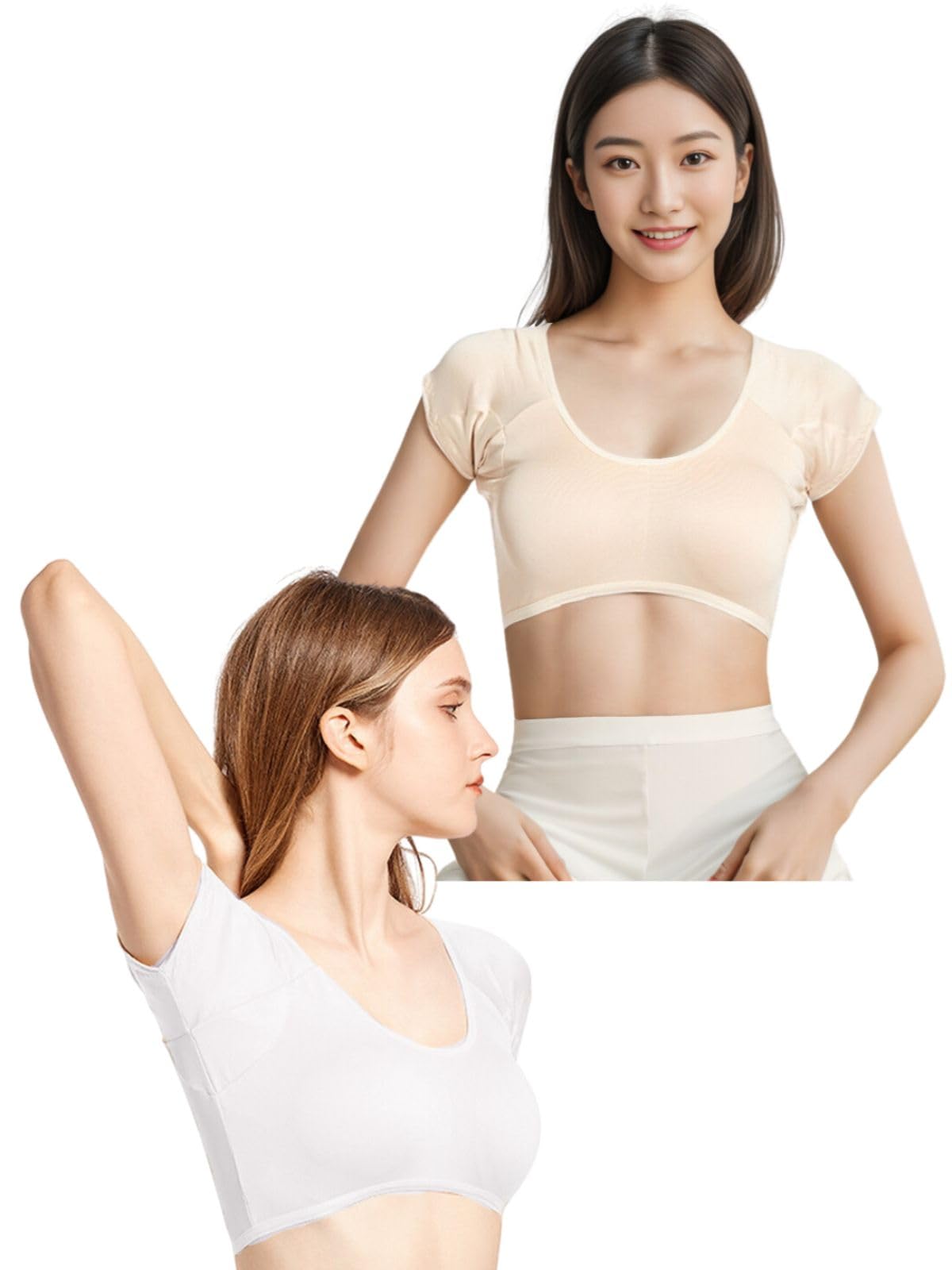 

Kanaelun with Chest Pads for Sweat Stain and Pads for Sweat Stain Body and Underarm Perfect for Everyday Wireless and Women s 2-Pack T-Shirt