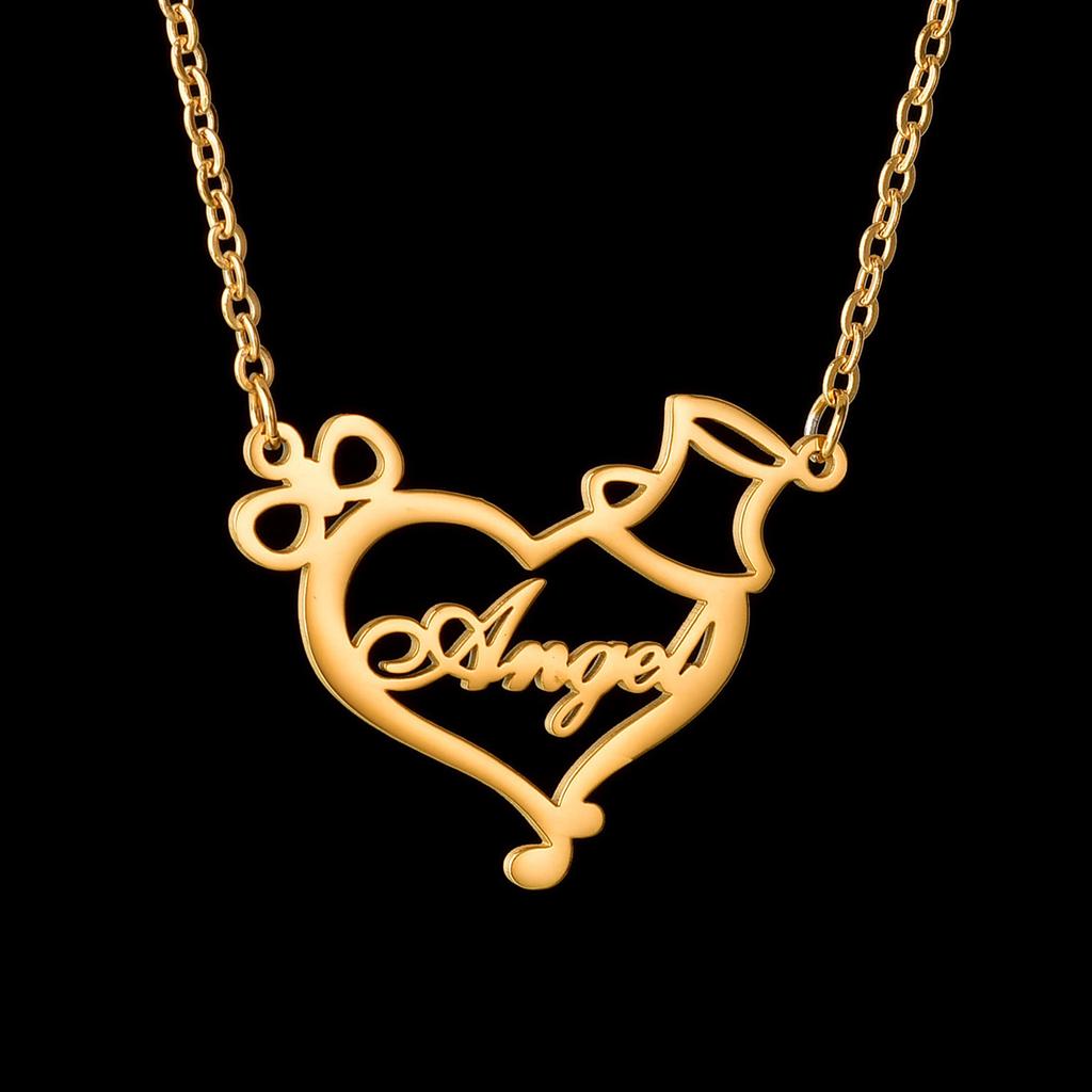 Atoztide Personalized Custom Rose Heart Name Necklaces for Women Stainless Steel Pendant Choker Link Chain Birthday Jewelry Gift