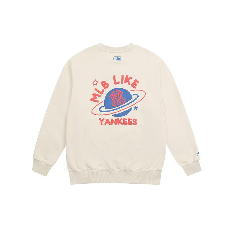 MLB Sweatshirts Unisex Ecru Crew Neck Moderate Regular 31MT54061-50I L