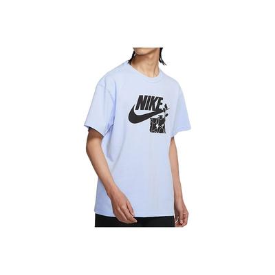 Floral Letter Logo Print Casual Sports Short Sleeve T-Shirt Men Tops Light-Blue DQ1009-548