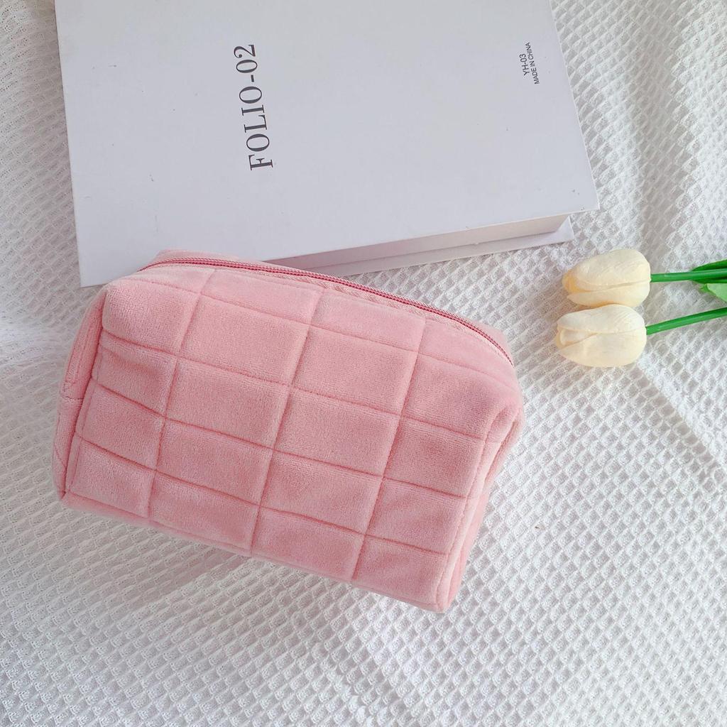 Bolsa de Cosméticos de Terciopelo Organizador de Almacenamiento de Gran Capacidad Bolsa de Maquillaje Portátil para Pinceles de Maquillaje Labiales Productos de Cuidado de la Piel