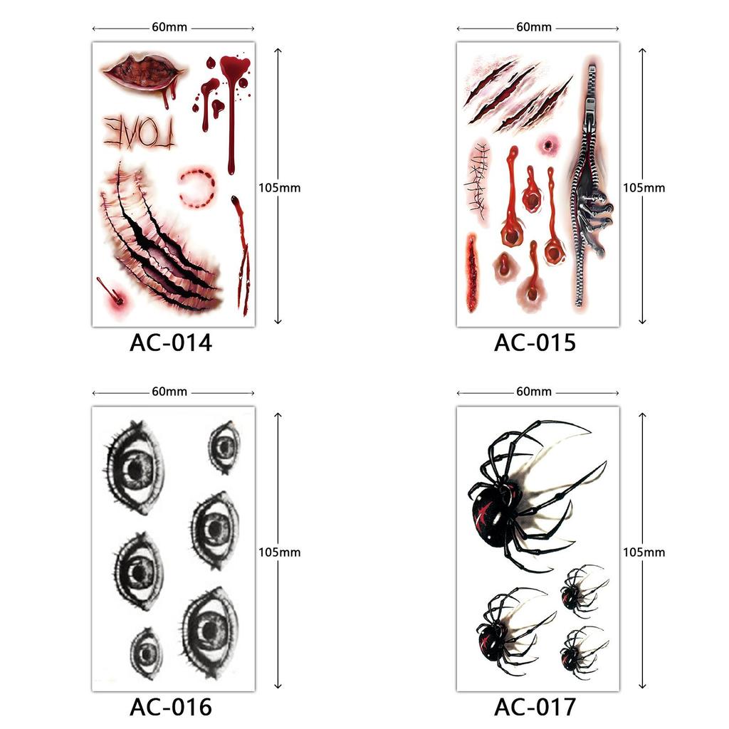 Halloween Temporary Tattoo Stickers Set With Water Transfer Craft For Costumes And Party Decor