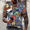Fun Graffiti Street T-shirt 3D Printed Men's Hip Hop Summer Cool Tee shirt Casual Youth Popular Personality Short Sleeve Top