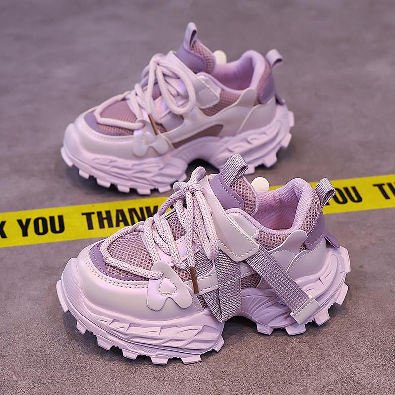 Kids Hiking Tennis Running Thick Sole Shoes Toddler Lightweight Breathable Casual Trainers Children's Boys Girls Chunky Sneakers
