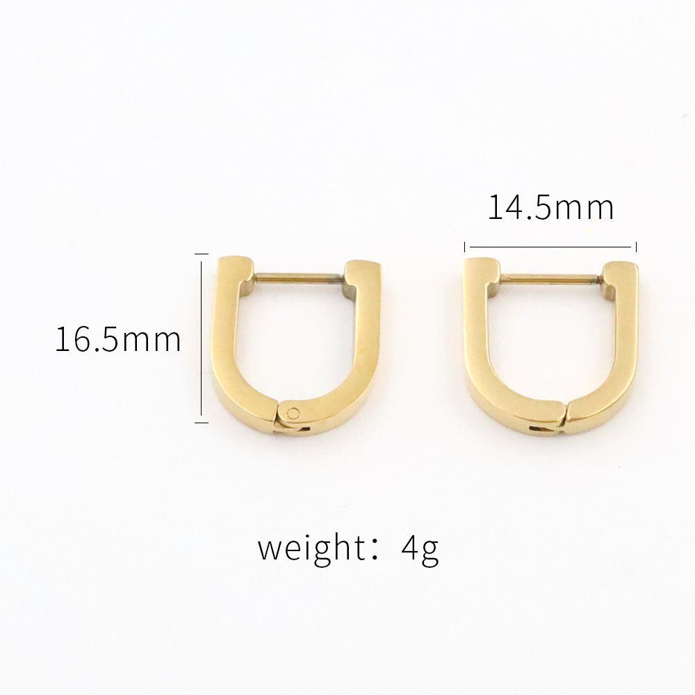 

For Fashionable And Simple Smooth U-Shaped Earrings, High-End Light Luxury 18K Gold Titanium Steel Horseshoe Ear Buckles
