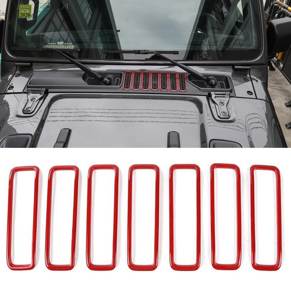 Hood Engine Air Vent Decoration Cover Red Trim Sticker For Jeep Wrangler JL Gladiator JT 2018-2025