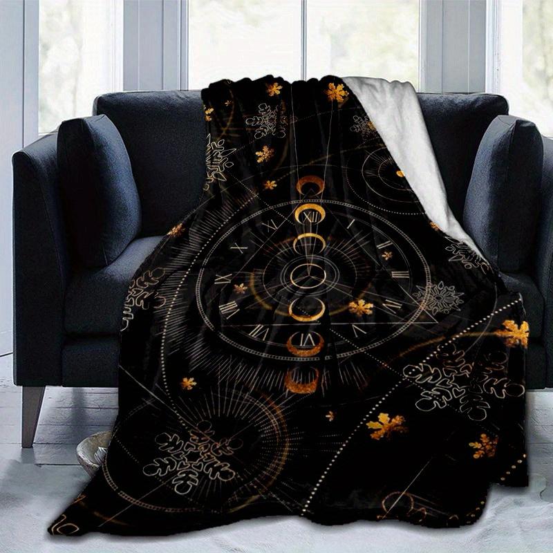 1pc Moon Printing Lightweight Flannel Blanket, Comfortable and Warm Blanket, for Camping Sofa Bed and Couch Office, Gift
