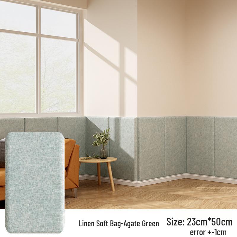 Self-adhesive Linen Upholstery Wall Sticker Cushion: Child-Safe Bedside Headboard and Tatami Surround