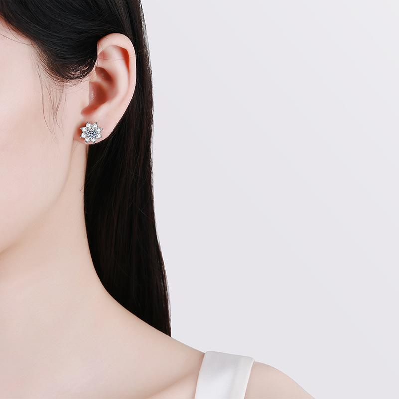 0.3-0.5ct Moissanite Earrings for Women Lab Grown Diamond Ear Studs 925 Silver Fine Jewelry Gift