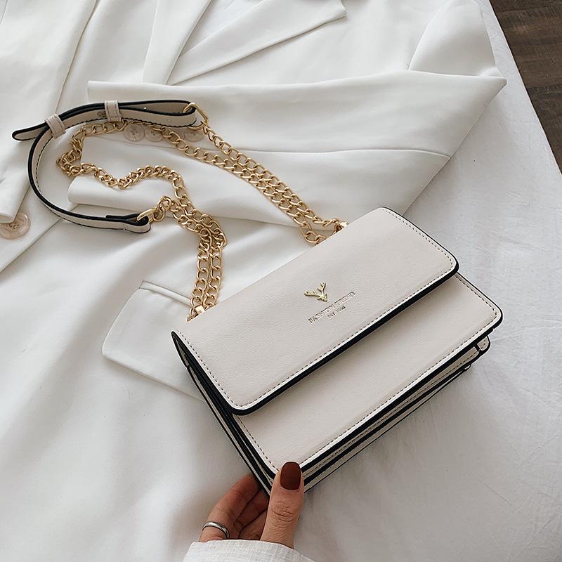 2026 Women's Korean Style Shoulder Bag: Simple Design, Chain Strap, Small Square Messenger Bag