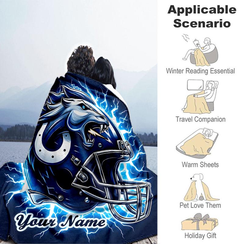 1PC Custom Name Football Helmet Design" flannel blanket versatile,all-season throw suitable for the living room,bedroom,camping,travel,and gift