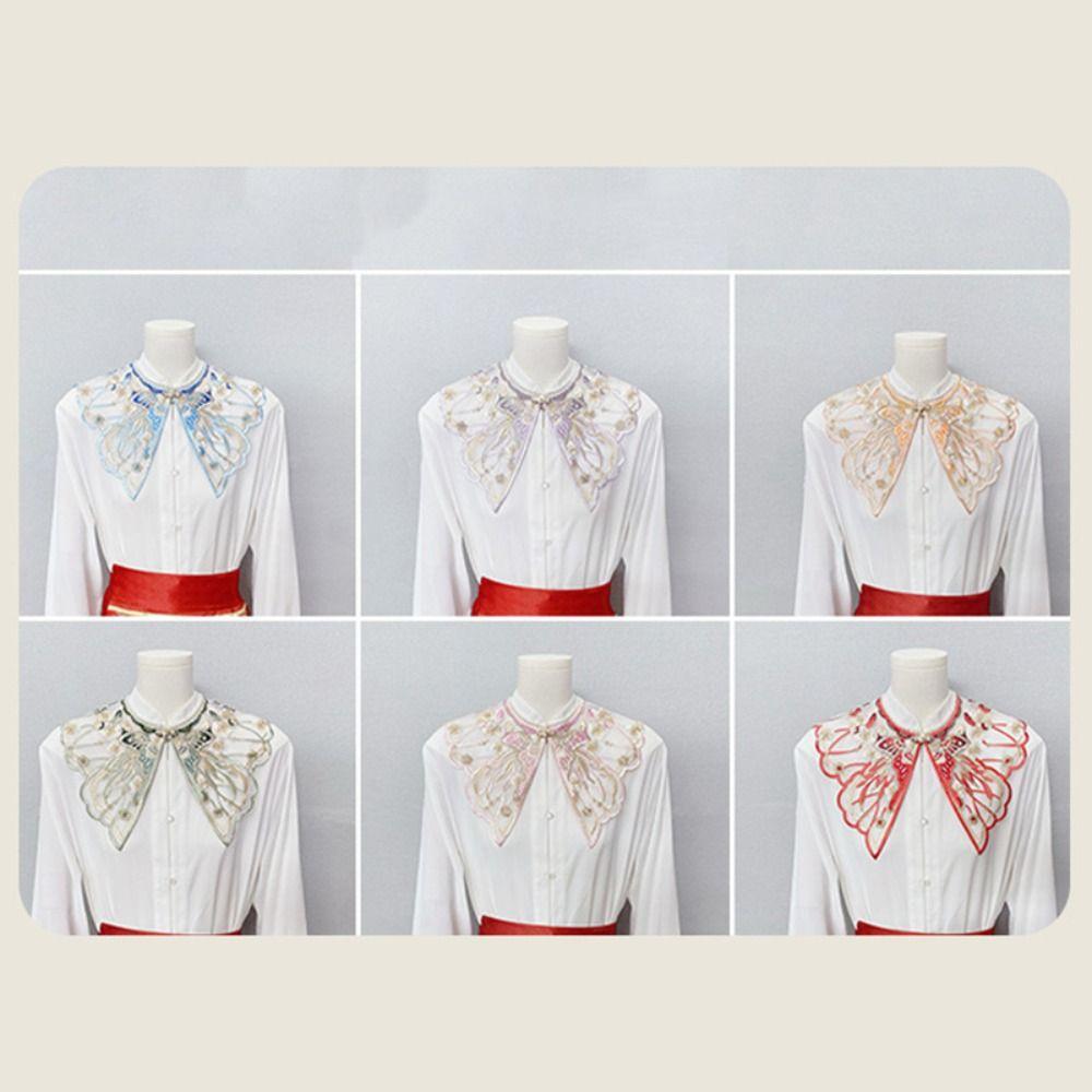 Pearl False Floral Yunjian Butterfly Kids Shirt False Collar Elegant Decoration Hanfu Shawl  Girl