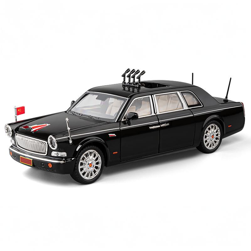 

1:24 HONG QI L5 CA770 High End Cars Alloy Car Model Diecast Toy With Sound And Light Vehicles Decoration Toys For Kids Gift Boys чёрный