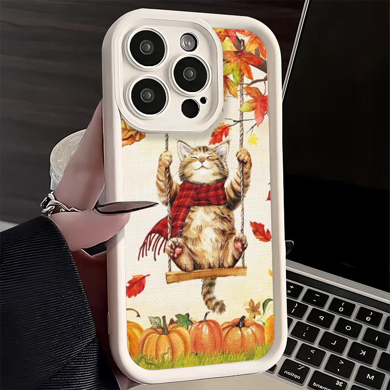 Phone Case for iPhone 17 Air 16E 15 16 Pro Max Pumpkin Happy Fall Autumn Cover 14 Plus 13 12 Mini Soft Shell Silicone Fundas