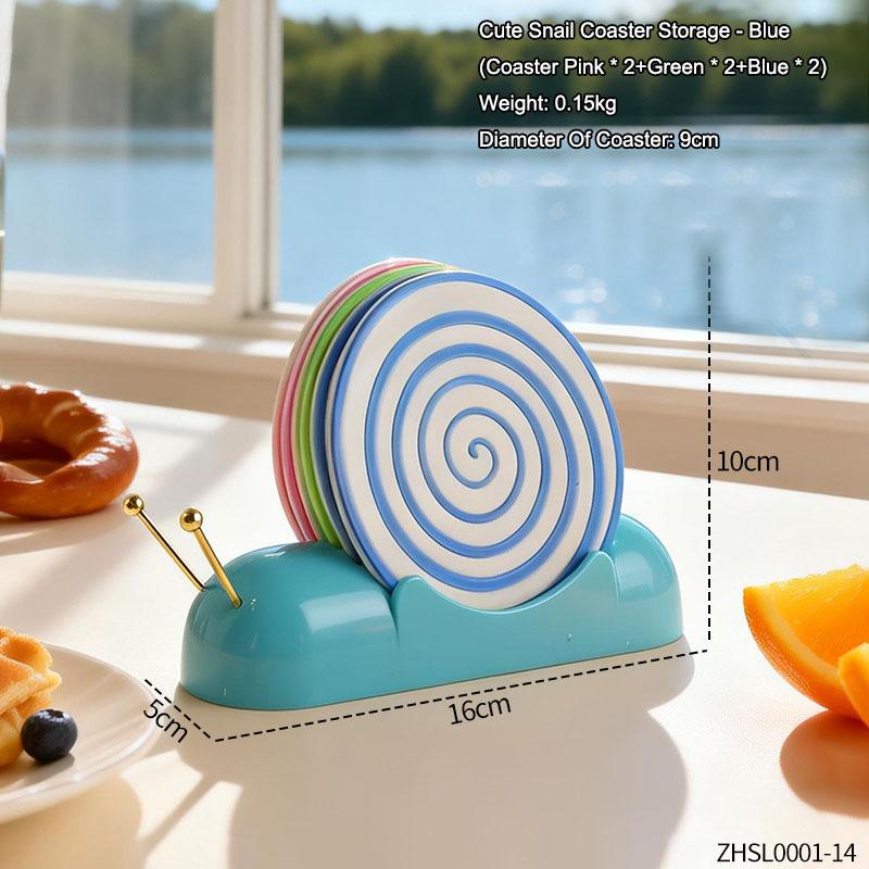 Cute Donut Heat Insulation Mat Creative Snail Coaster Rack Ornament Home Living Room Tea Table Dining Room Desktop Decor Gift