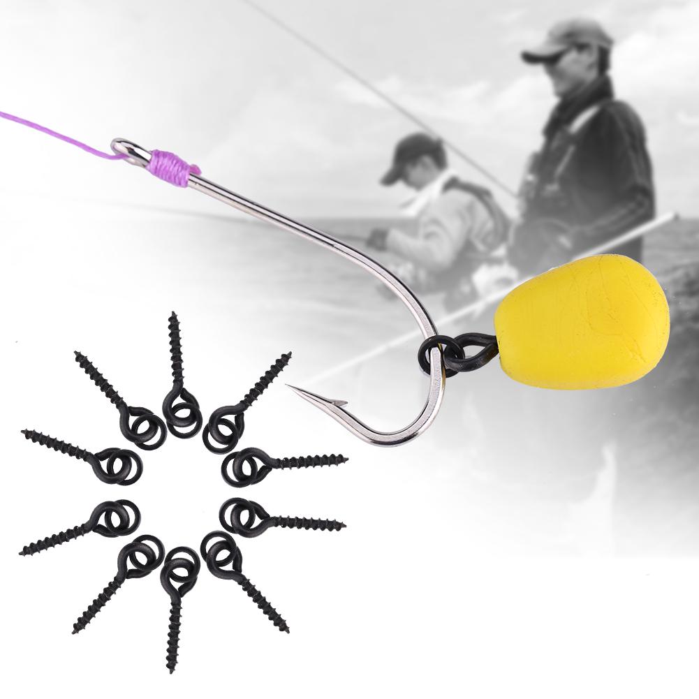 Steel Fishing Bait Screw with Link Buckle, Terminal Hardware Accessories for -Shaped Lures, Fishing Line Connection 10 Pieces