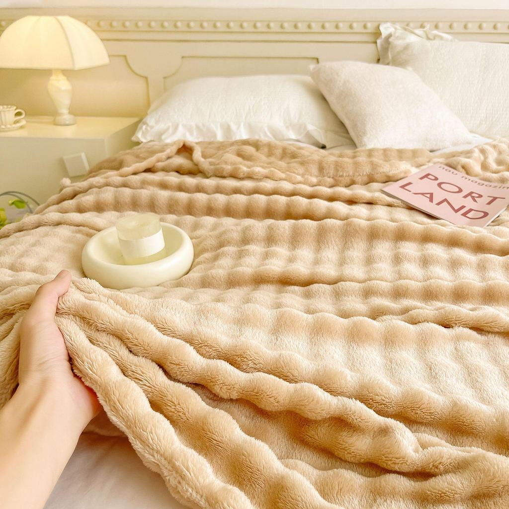 Double-Sided Winter Coral Fleece Flannel Blanket