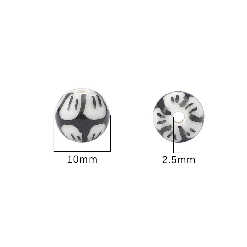 2pcs Handmade Ceramic Porcelain Hand Painted Beads Charm Round Spacer Beads for DIY Necklace Bracelet Jewelry Craft Making Accessories