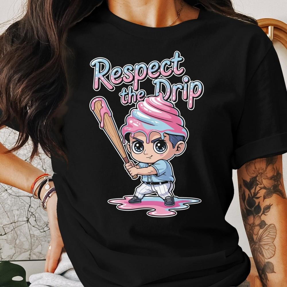 26 Respect The Drip T-Shirt, Baseball Ice Cream, Cartoon Character, Funny T Shi Unisex T-Shirt XL