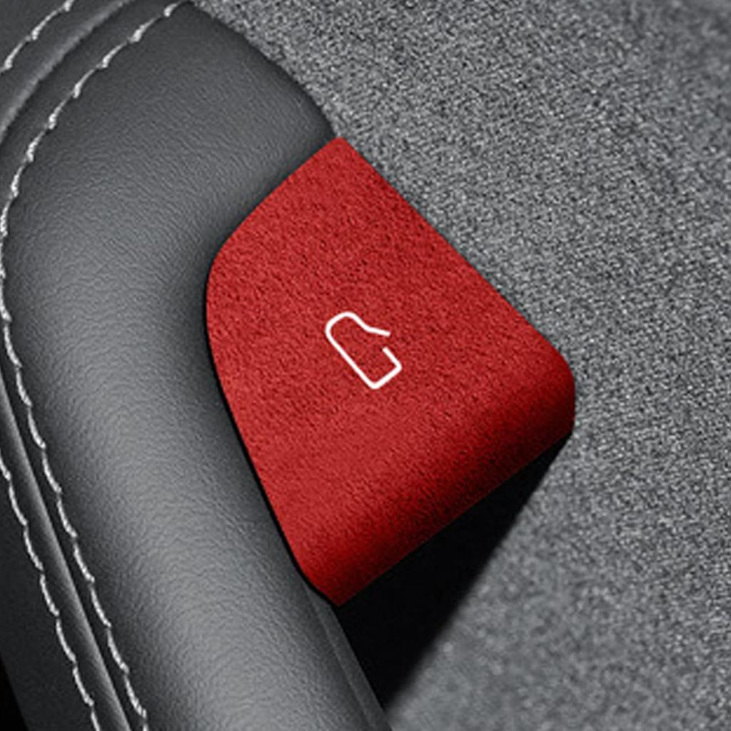 4PCS Door Open Button Stickers Compatible with Tesla Model 3 Highland Model Y Juniper 2024 2025 Suede Sticker Wrap Decor Interior Accessories Door