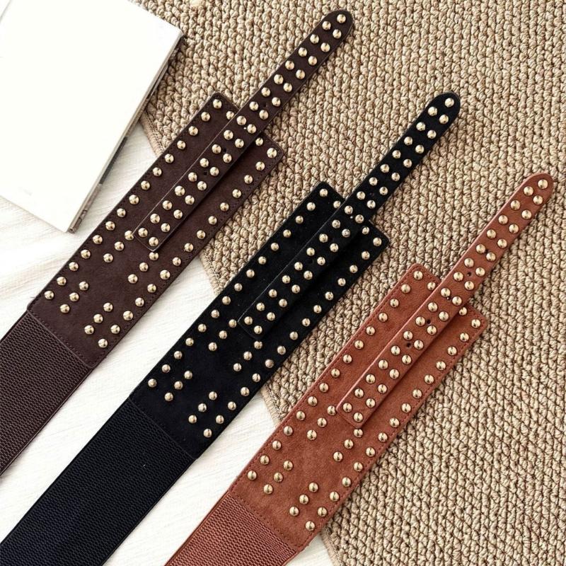 Stylish Rivet Waist Belt Adjustable PU Leather Corset For Women And Men Contemporary Waist Cincher Fashion Accessory