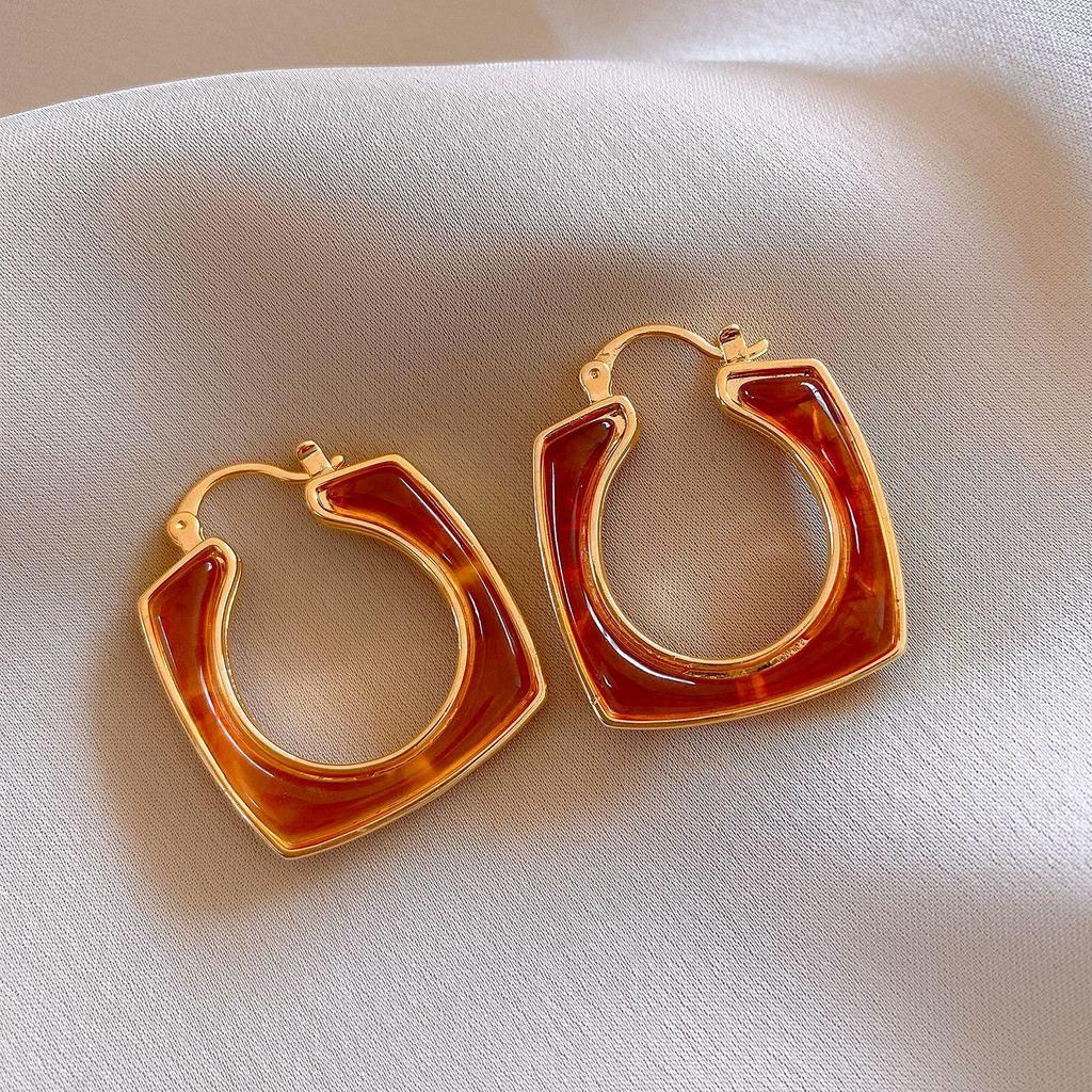 Silver Needle Geometric Irregular Resin Y2K Earrings - Retro Stud Ear Accessories for Women