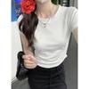Special offer g refined cotton × Spice Girl purple short-sleeved t-shirt women's summer slim-fit backless short top