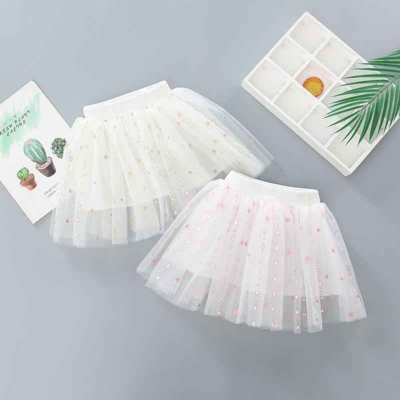 New Girls' Embroidered Mesh Short Skirt Princess Fluffy Half Skirt Floral Short Skirt Dance Skirt