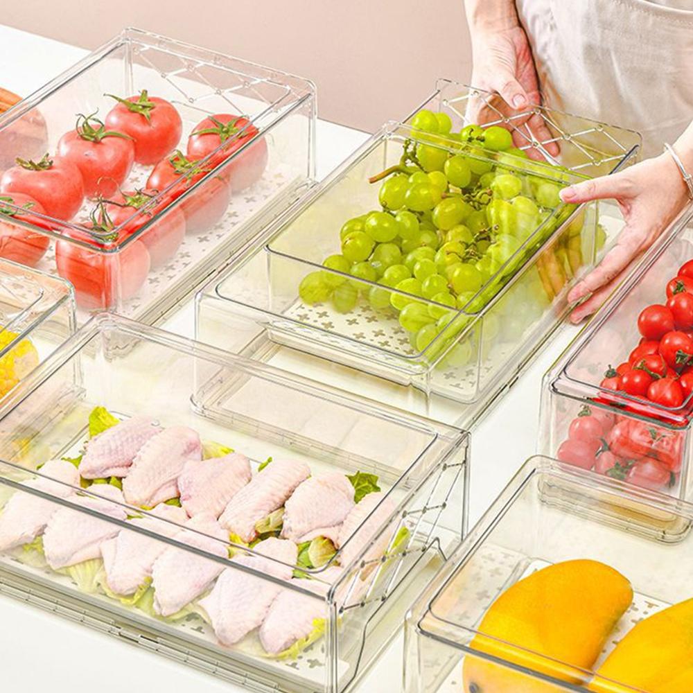 Fruit Preservation Box Refrigerator Storage Drawer Fresh Storage High Transparency Boxes Refrigerator Storage Box Crisper Cans