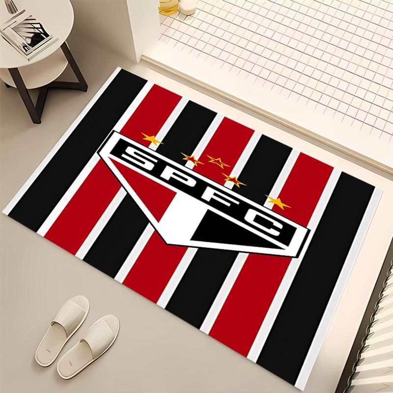 1pc São Paulo FC Logo Print Area Rug - Soft, Washable Non-Slip Indoor Mat, Living Room, Home Office Decorative Rug,Office Decorative