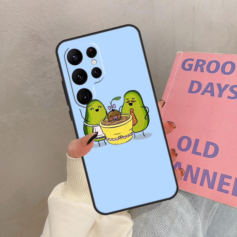 Cute Avocado Case For Samsung Galaxy S25 Ultra S20 S21 S22 S24 S23 Ultra S9 S10 Plus S25 FE Cover Coque