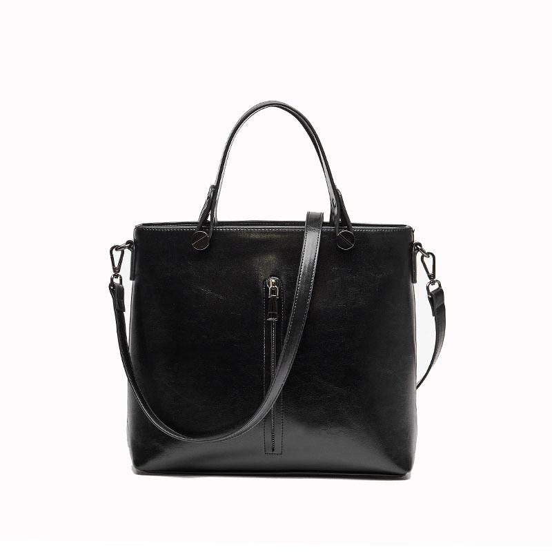 Women Shoulder Cross Body Handbag Top Handle Bag Genuine Leather Casual Designer Lady Female Oil Wax Cowhide Messenger Tote Bag