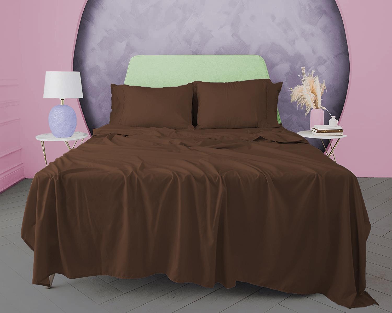 

Набір простирадл із 3 предметів із 100% єгипетської бавовни, 600TC - включає 1 пласке простирадло та 2 подушки, різні розміри та кольори 180 x 290CM + 50 x 70 CM видра коричневий колір