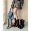 Spice Girl Slack Sense Tip Inner Height Increase 6Cm Short Boots Women'S Autumn Advanced Sense Medium Tube Small Short Boots Women