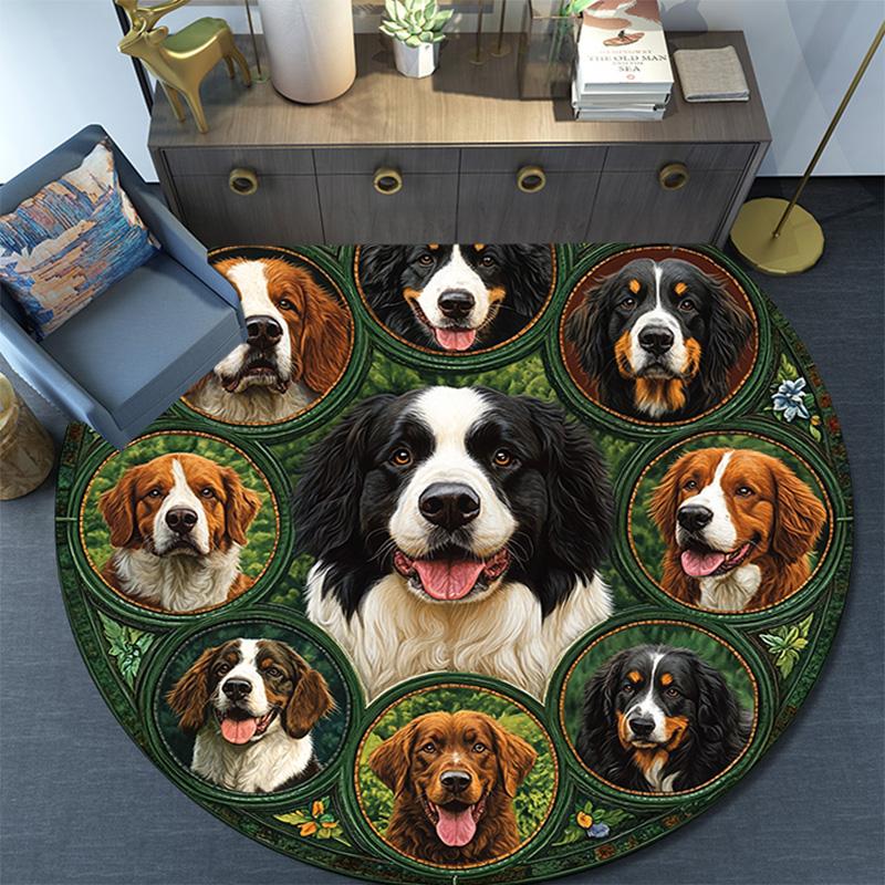 Berner Sennenhund Runder Teppich, Teppich für Wohnzimmer Schlafzimmer Sofa Spielzimmer Dekor, Rutschfeste Fußmatte
