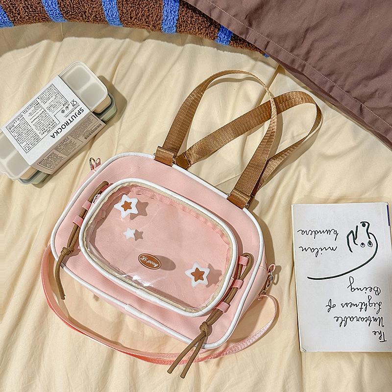 Cute Japanese Mori Girl Anime Multifunctional Backpack with Cookie Button and Crossbody Option