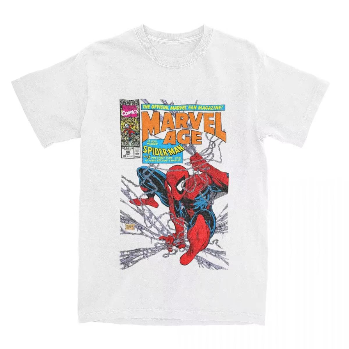 BenberFashion Heren T-shirt Spider-Man Comics Retro Katoen T-shirt Korte Mouw Top Bedrukt Comfortabel Herfst en winter onderkleding 3XL