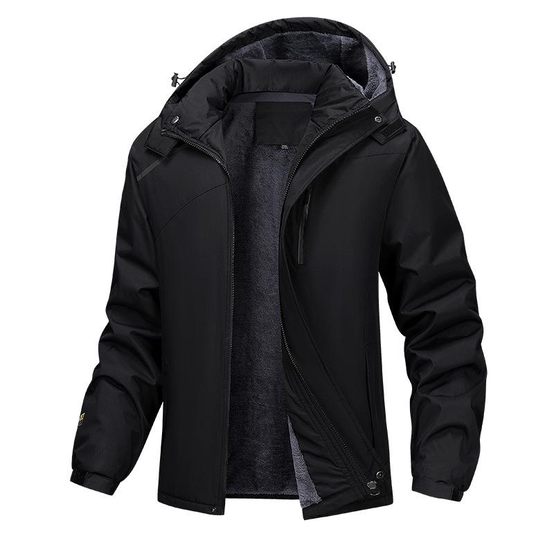 

Men s Fleece-Lined Waterproof Cotton Jacket - Windproof, Cold-Proof, and Warm for Autumn & Winter 3XL чорний