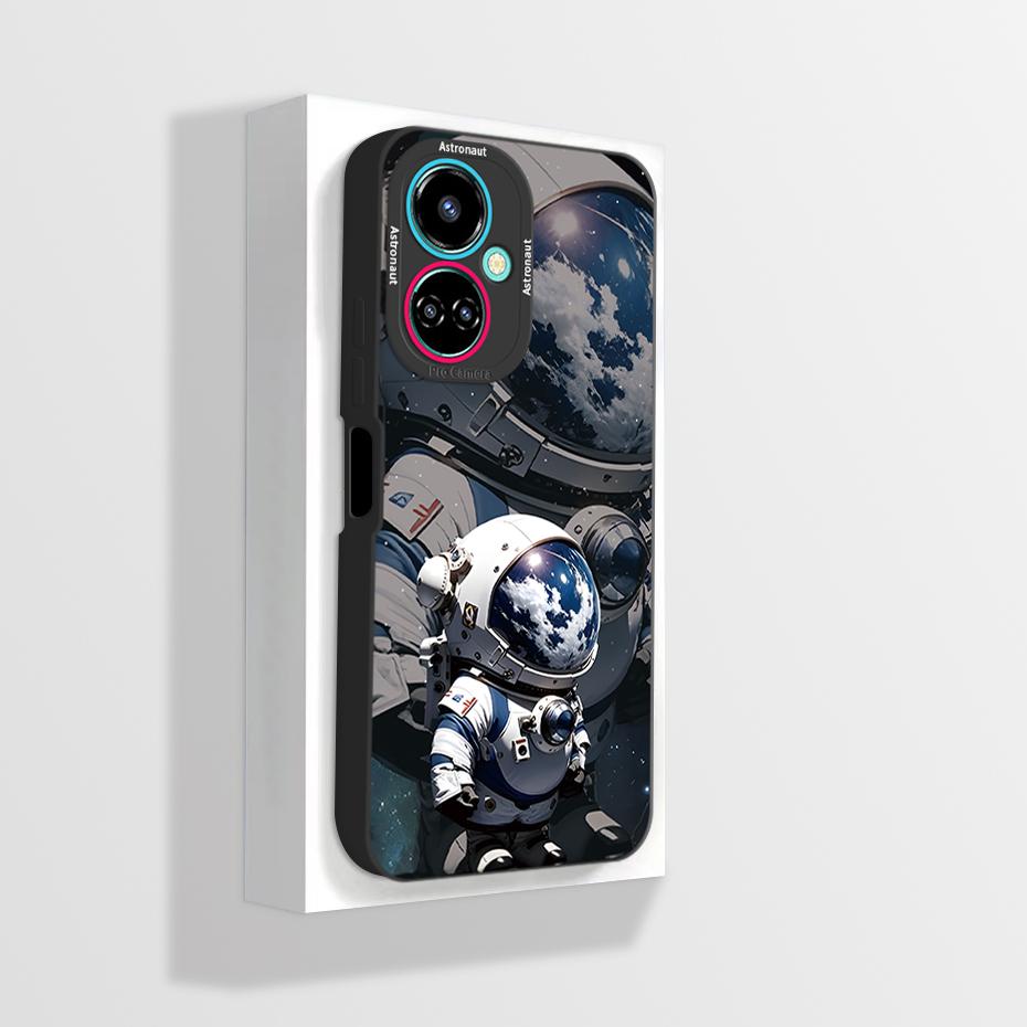 For Tecno Camon 19 Case Camon 19 Pro Neo Phone Case Astronaut Flower Camera Protection Anti Drop Liquid Silicone Soft Back Cover